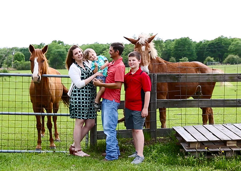 Texas family with their horses