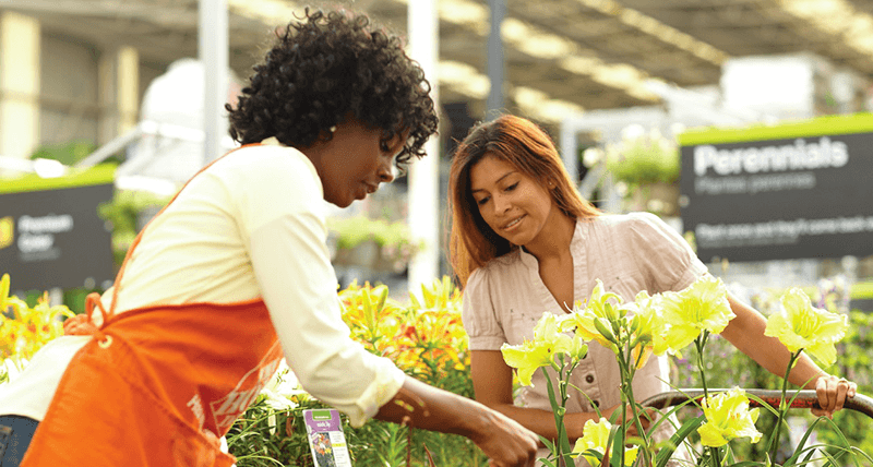 Woman being assisted at Home Depot