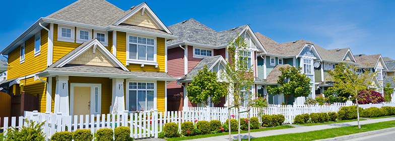 Row of houses in neighborhood