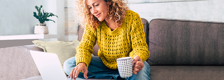 Woman on laptop.