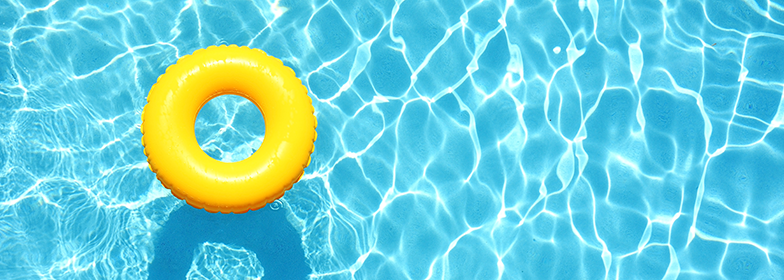 April Blog 1 A pool tube floating in a pool.
