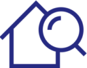 Icon of a house and magnifying glass