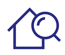 Icon of a house and magnifying glass