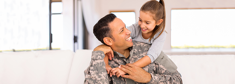 Pro Patria PR Daughter hugging Military father