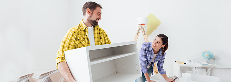 A couple renovating a room