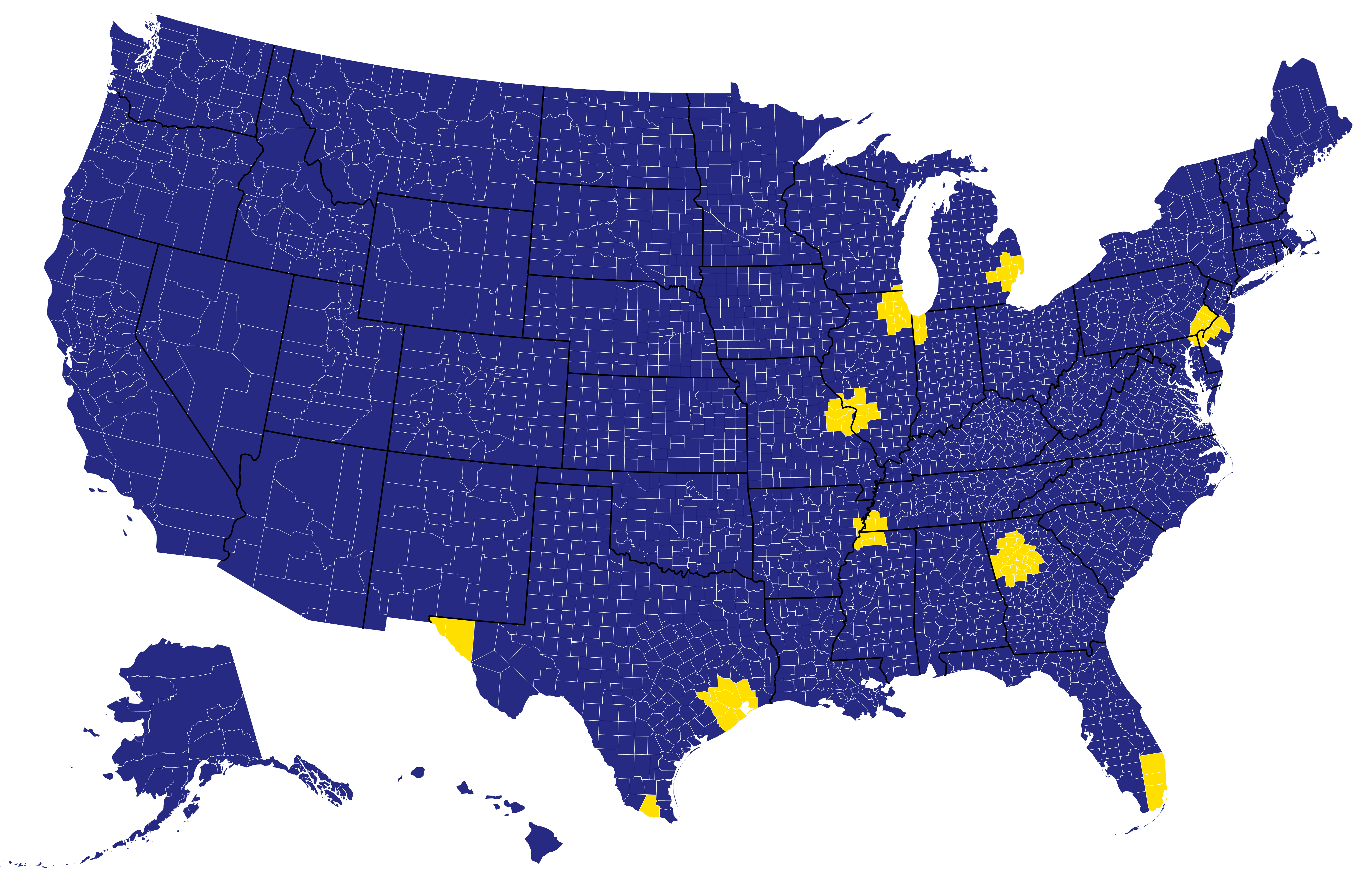 Freddie Mac BorrowSmart Access program area availability map displaying the areas listed