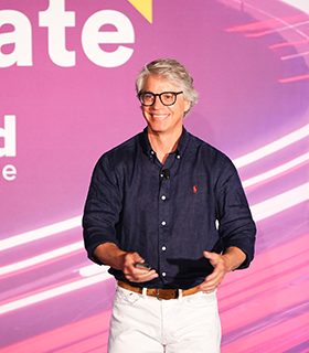 Jimmy Parsons on stage at Elevate event