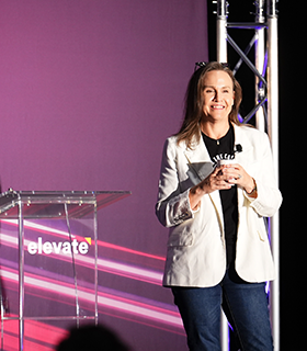 Sarah Lee answering questions at Elevate event