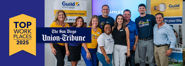 Guild employees with Top Workplaces by San Diego Union Tribune logo